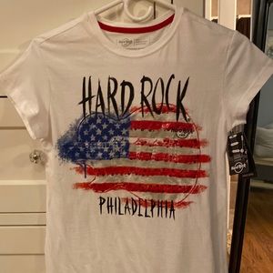 Hard Rock Cafe White t-shirt, American Flag Graphic